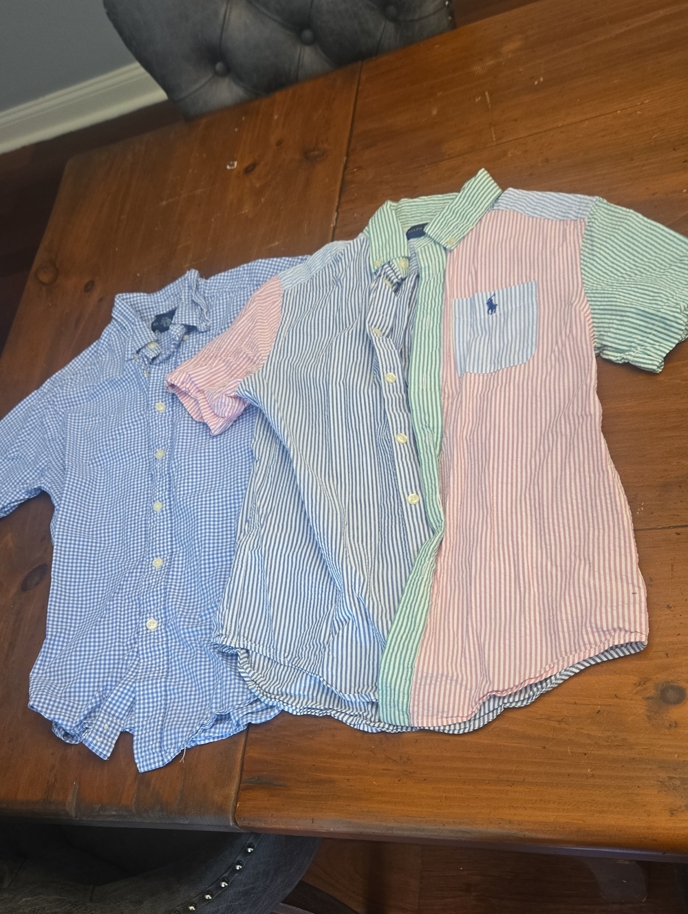 Lot Of 2 Med Short Sleeve Polo Ralph Lauren Boys Med Button Collared Shirts